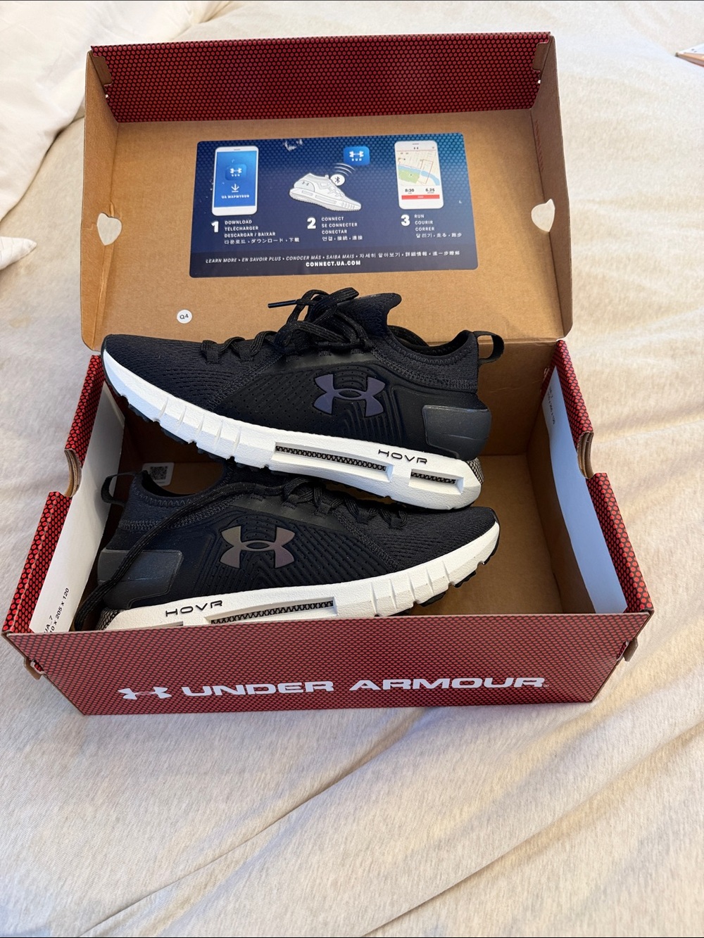 Under Armour Men’s Black and White HOVR Running Shoes